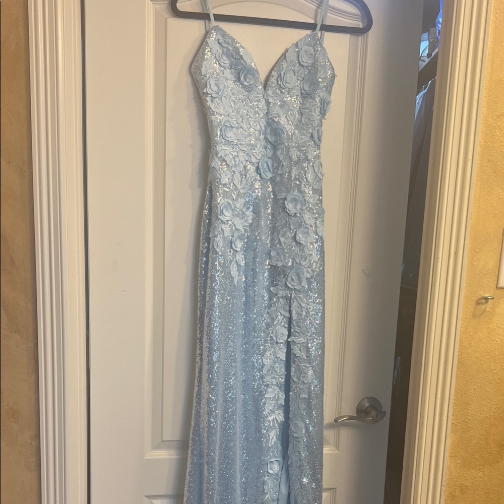 Jovani Light Blue Floral Prom Dress stunning!